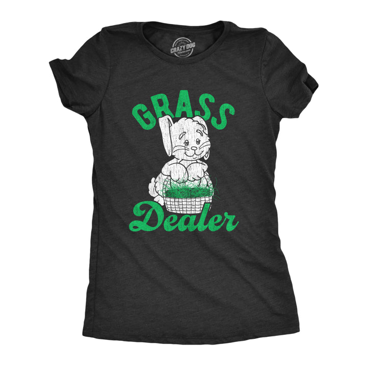 Womens Grass Dealer Tshirt Funny Easter Bunny Basket Holdiay Novelty Tee Image 1