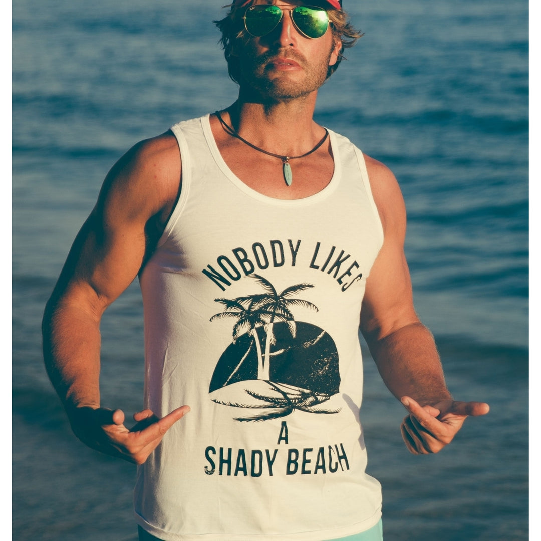 Mens Shady Beach Funny Cool Tees Sleeveless Gym Workout Novelty Fitness Tanktop Image 4