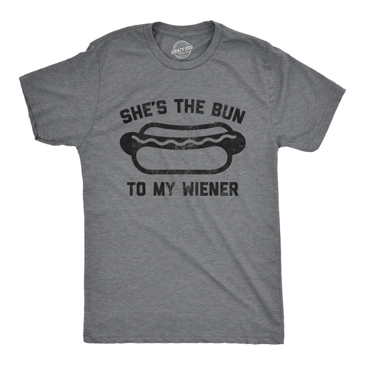 Mens Shes The Bun To My Wiener Tshirt Funny Hot Dog Valentines Day Tee Image 1