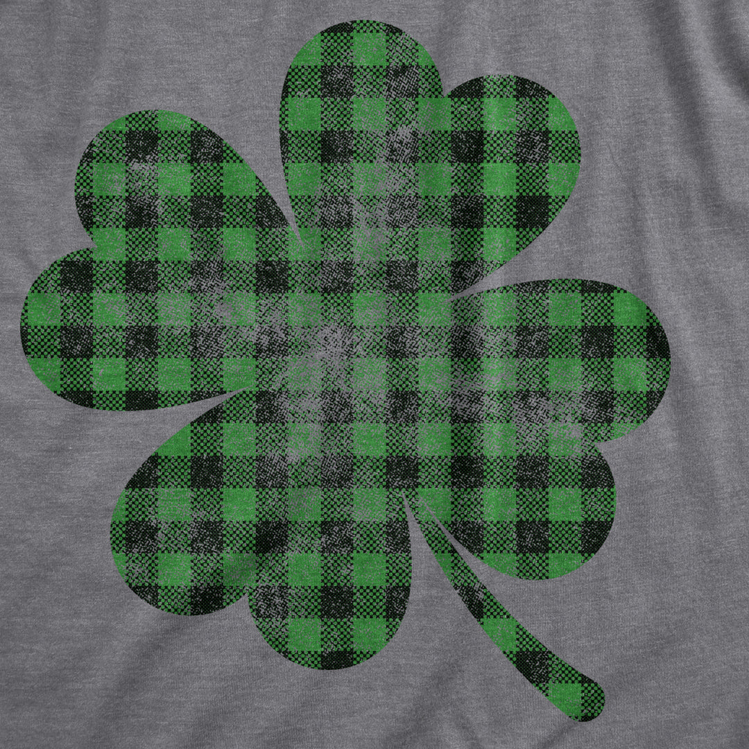 Womens Buffalo Plaid Shamrock T Shirt Funny Saint Patricks Day Lucky Irish Tee Image 2