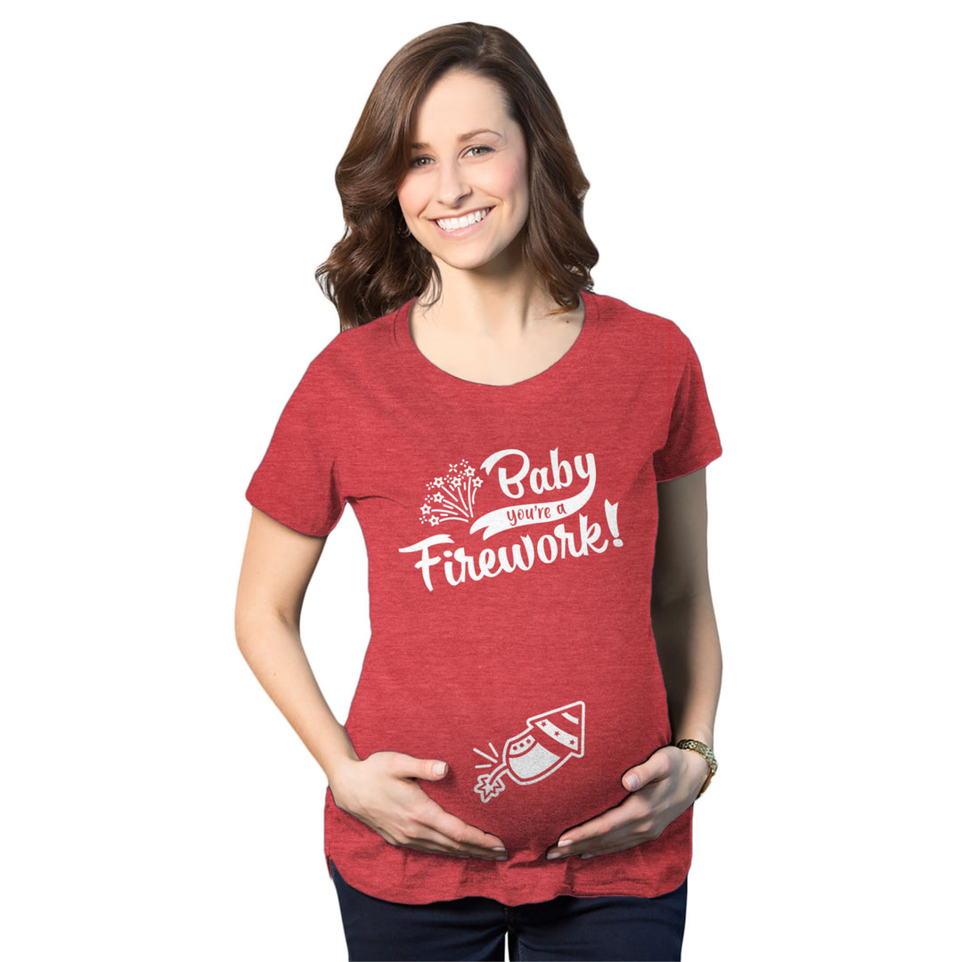 Maternity Baby Youre A Firework Tshirt Funny Celebration Tee Image 1