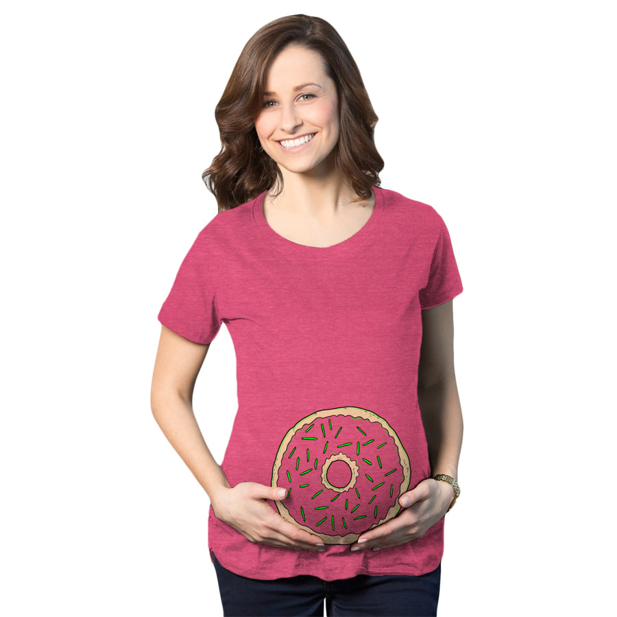 Womens Pregnancy Donut Baby Bump Cute Maternity Announcement Funny T Shirt Image 1