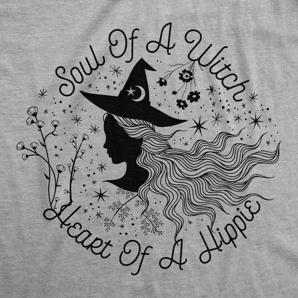 Womens Soul Of A Witch Heart Of A Hippie Tshirt Funny Halloween Tee Image 2