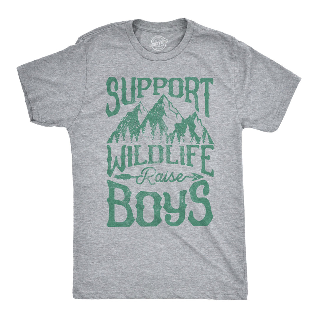 Mens Support Wildlife Raise Boys Tshirt Funny Parenting Tee Image 1