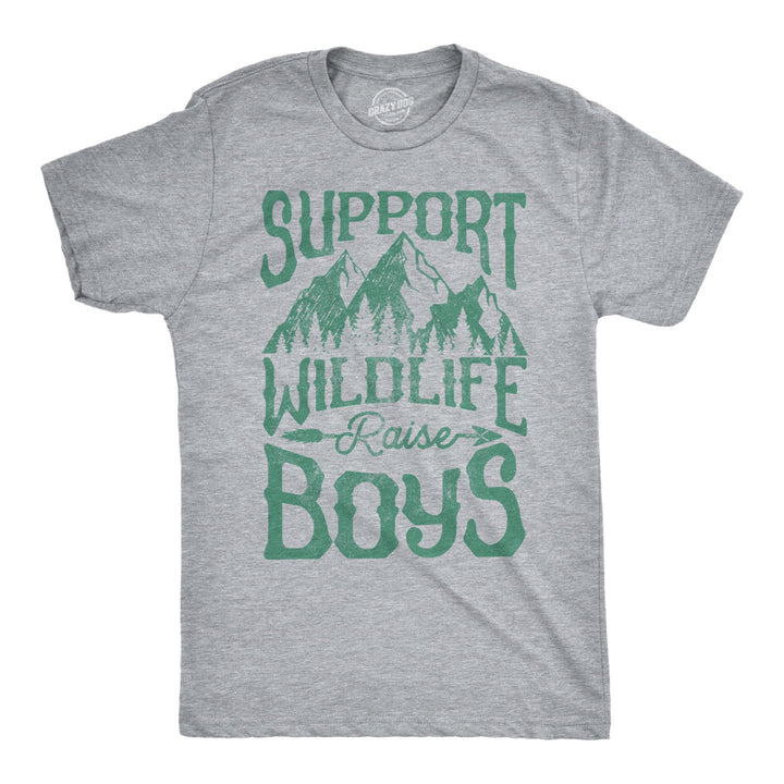 Mens Support Wildlife Raise Boys Tshirt Funny Parenting Tee Image 1