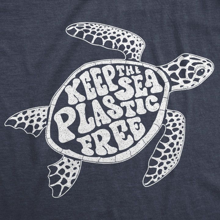 Womens Keep The Sea Plastic Free Tshirt Cute Sea Turtle Earth Day Tee Image 2