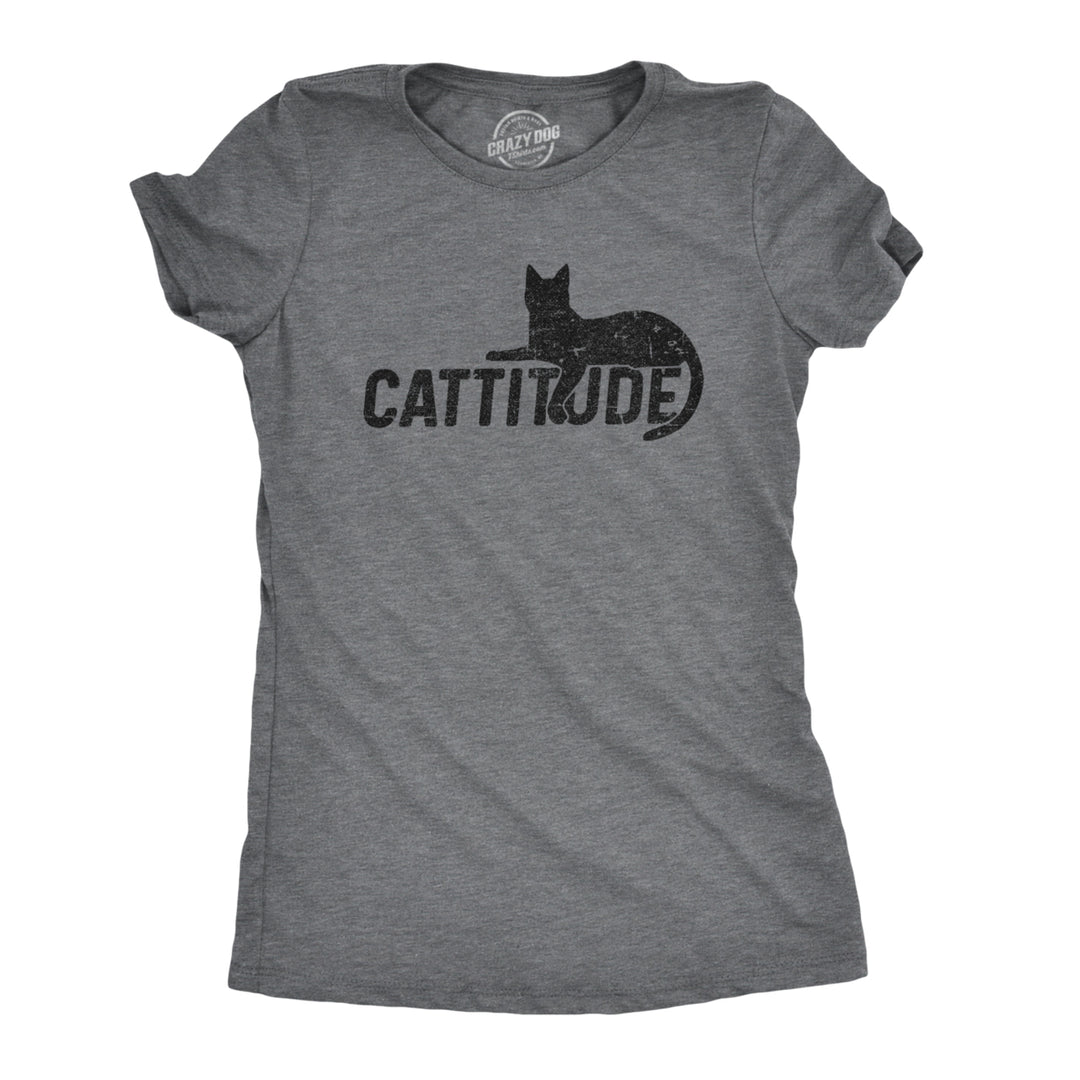 Womens Catitude Tshirt Funny Pet Cat Attitude Tee Image 1