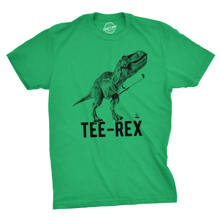Mens Tee Rex Golf T Shirt Funny Dinosaur Trex Tee Gift for Golfing Dad Image 1