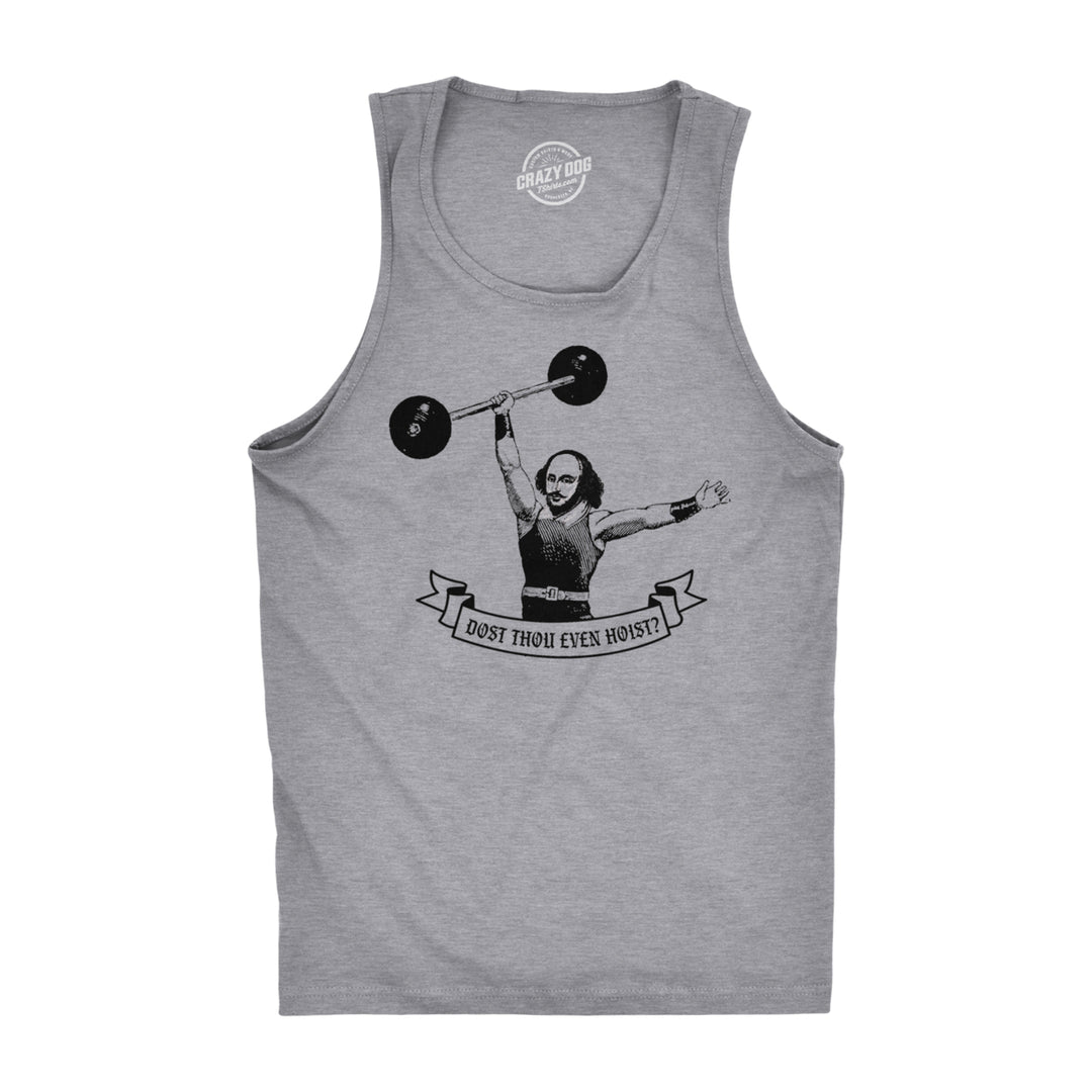 Mens Fitness Tank Dost Thou Even Hoist Tanktop Funny Workout Gym Shirt Image 1