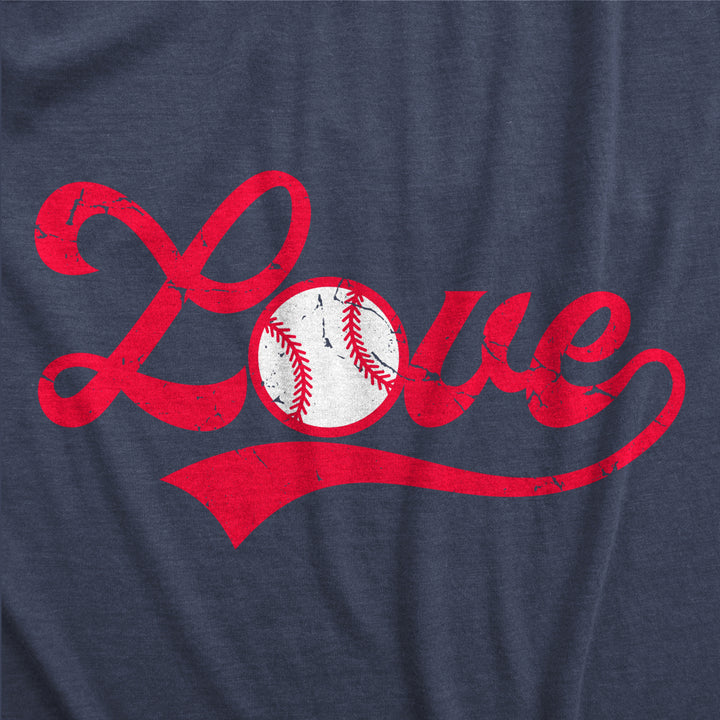 Womens Love Baseball Script Tshirt Cute Summer Sports Tee Image 2