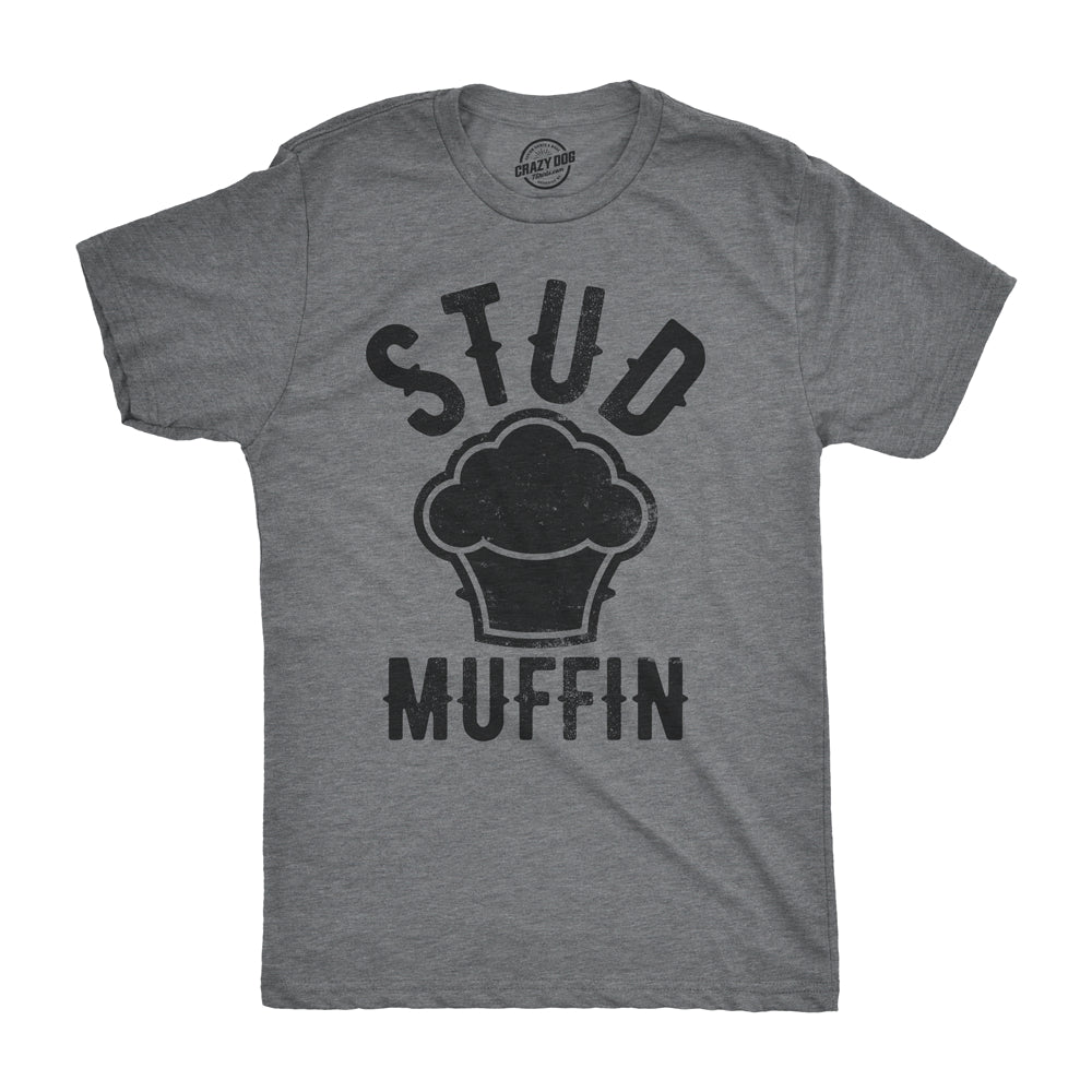 Mens Stud Muffin T Shirt Funny Graphic Tee for Guys Novelty Dad Joke Top Image 1