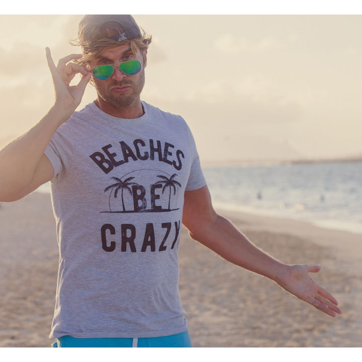 Mens Beaches Be Crazy Tshirt Funny Outdoor Summer Vacation Tee Image 4