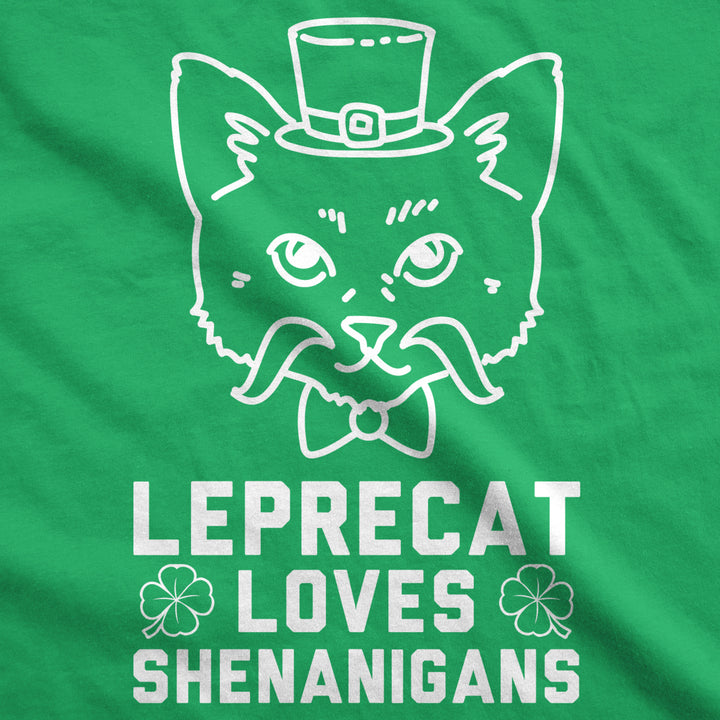 Womens Leprecat Loves Shenanigans Funny Irish Cat Saint Patricks Day T Shirt Image 2