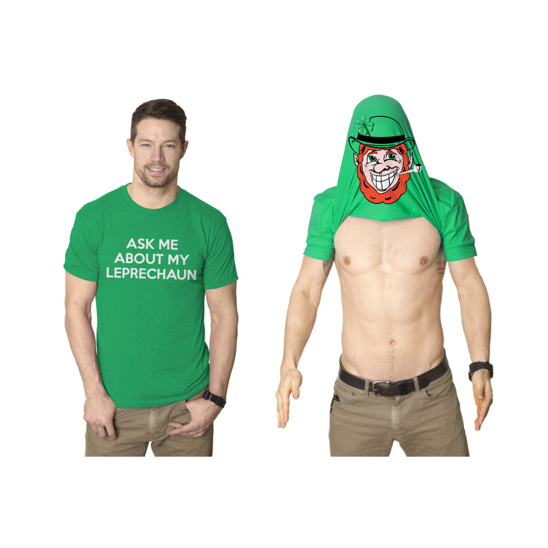 Mens Ask Me About My Leprechaun T Shirt Funny Saint St Patricks Day Sarcastic Image 1