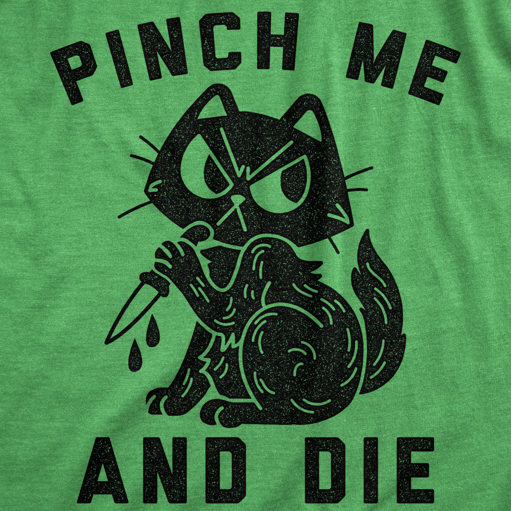 Womens Pinch Me And Die T Shirt Funny Cat Saint Patricks Day T Shirt Sarcastic Image 2