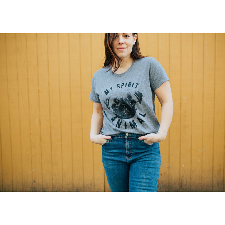 Womens My Spirit Animal Pug T Shirt Funny Dog Mom Tee Cute Top Image 4