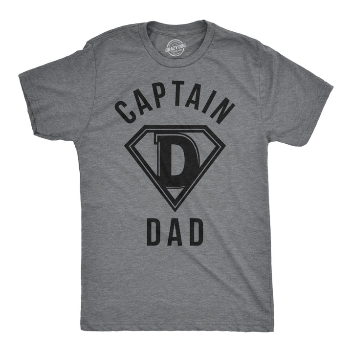 Mens Captain Dad Funny T Shirt Hilarious Hero Gift Idea for Fathers Tee Image 1