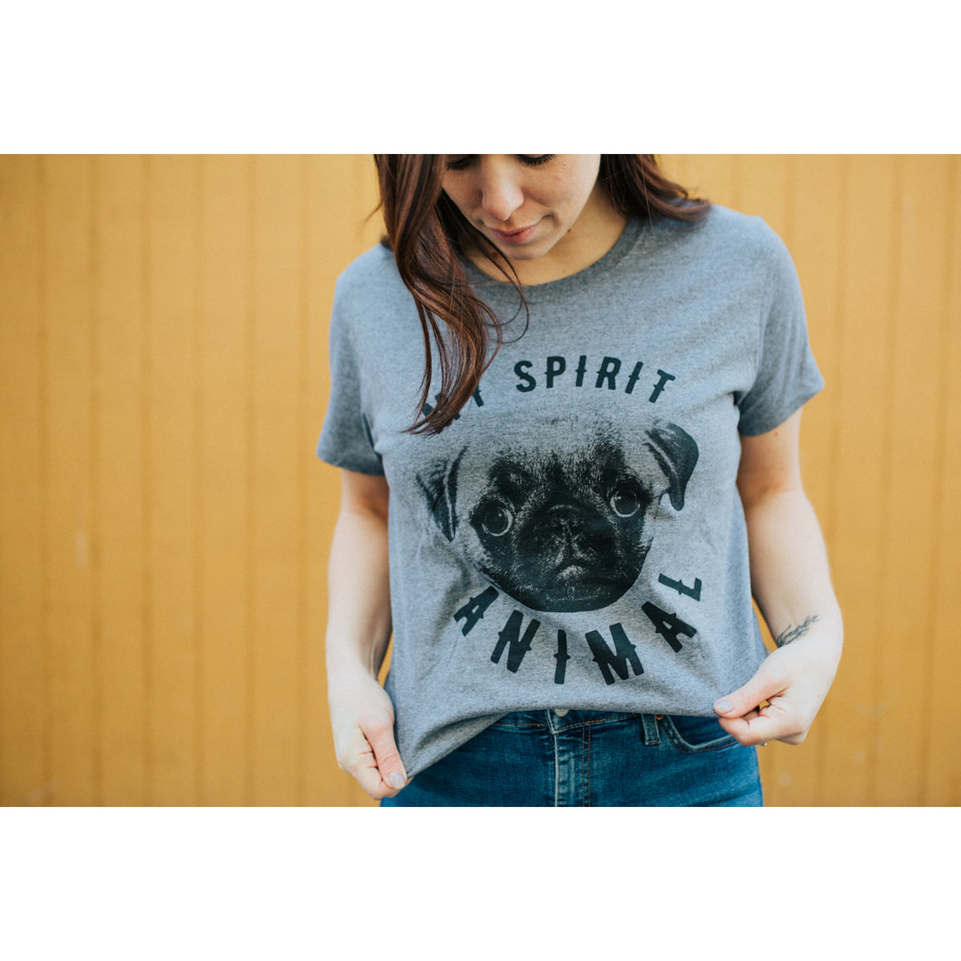 Womens My Spirit Animal Pug T Shirt Funny Dog Mom Tee Cute Top Image 4