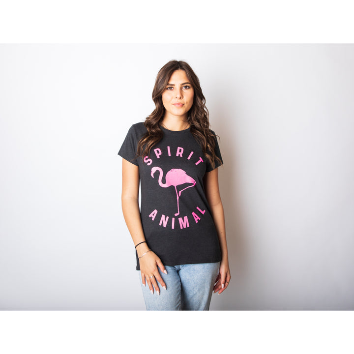 Womens Flamingo Spirit Animal T shirt Cool Funny Gift Cute Vintage Graphic Tee Image 2