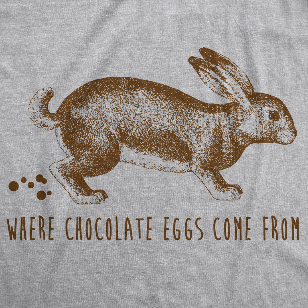 Mens Where Chocolate Eggs Come From T Shirt Funny Easter Bunny Joke Humor Tee Image 2