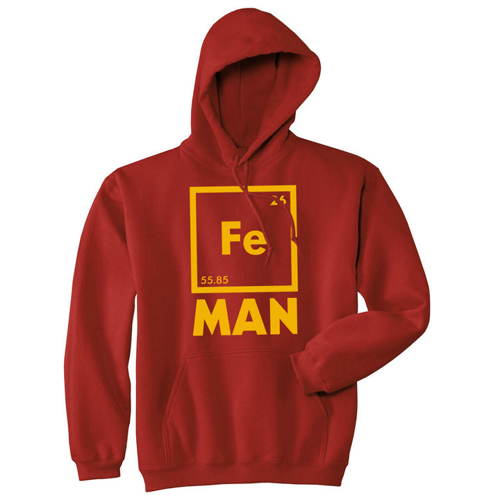 Mens Iron Science Hoodie Funny Geeky Nerdy Graphic Periodic Table Sweatshirt Image 1