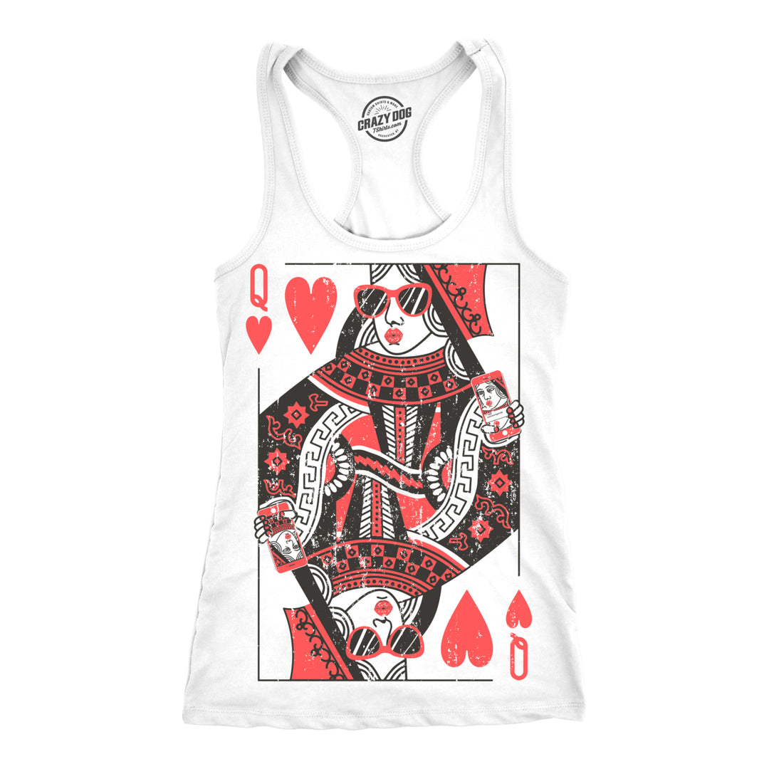 Womens Tank Queen Of Hearts Tanktop Funny Vintage Graphic Cute T shirt Ladies Image 1