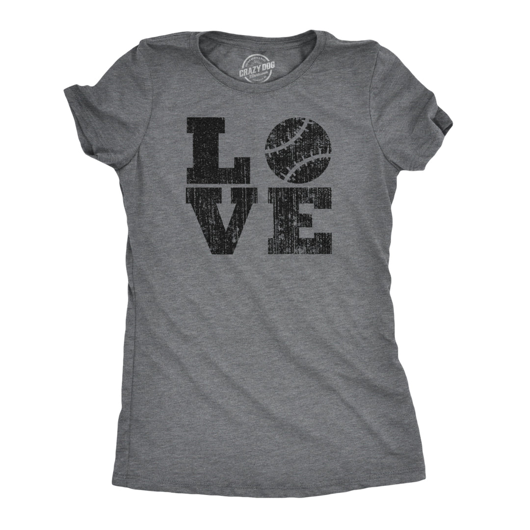 Womens LOVE Baseball Mama Funny Game Day Lover Cute Cool T shirt for Ladies Image 1