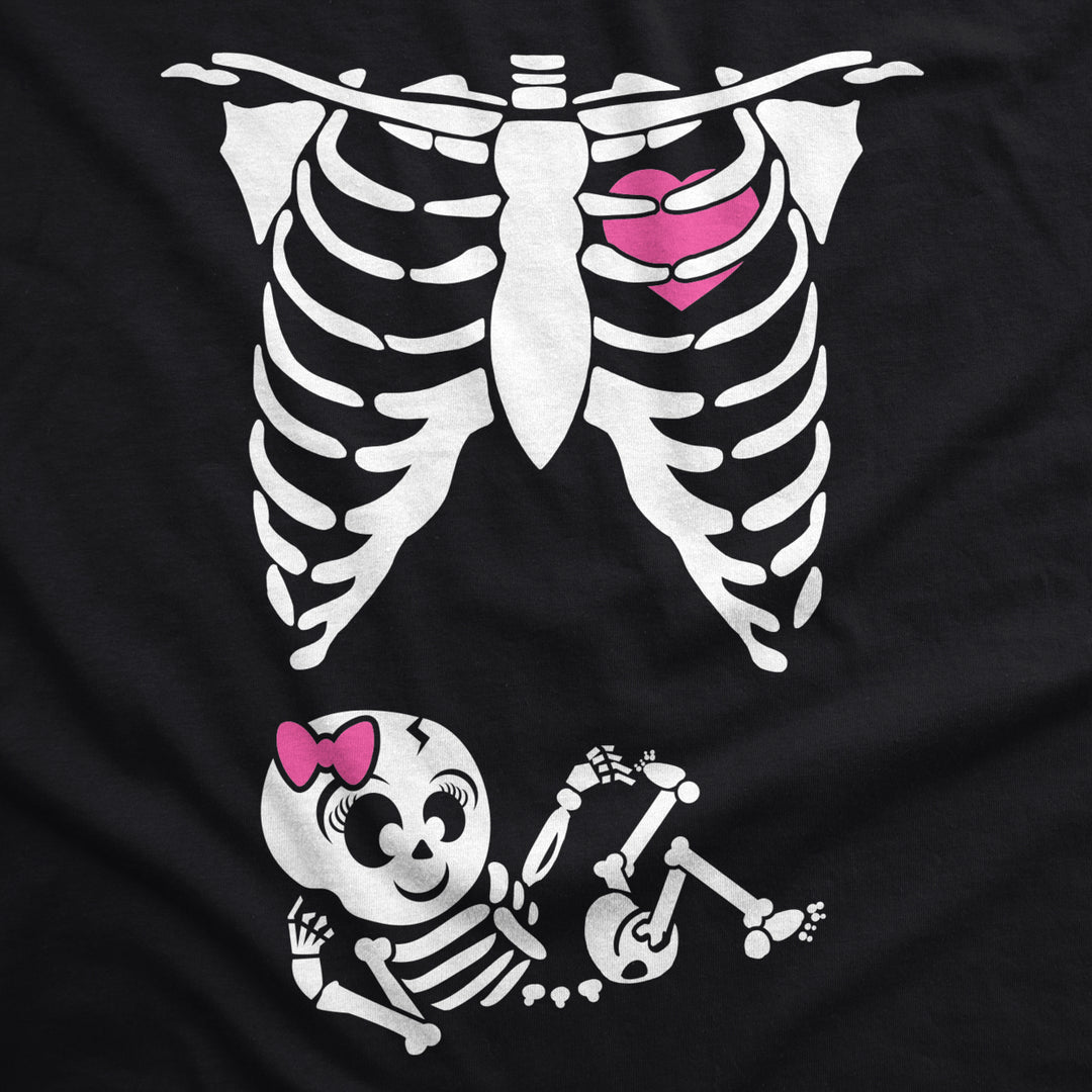 Maternity Baby Girl Skeleton Cute Halloween Pregnancy Bump Tshirt Image 2