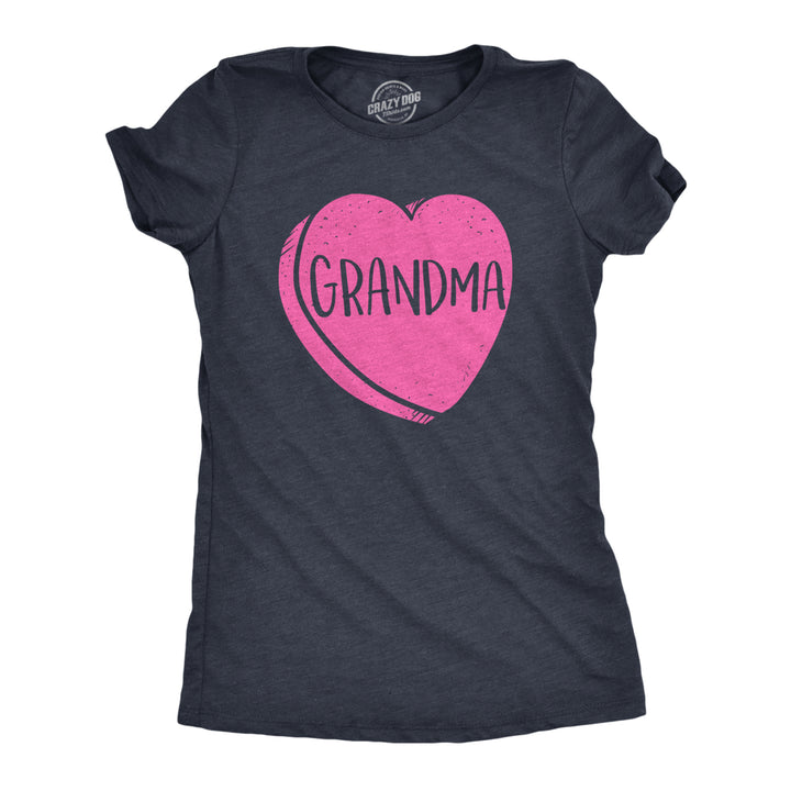 Womens Grandma Candy Heart Funny Family Relationship Valentines Day T shirt Image 1