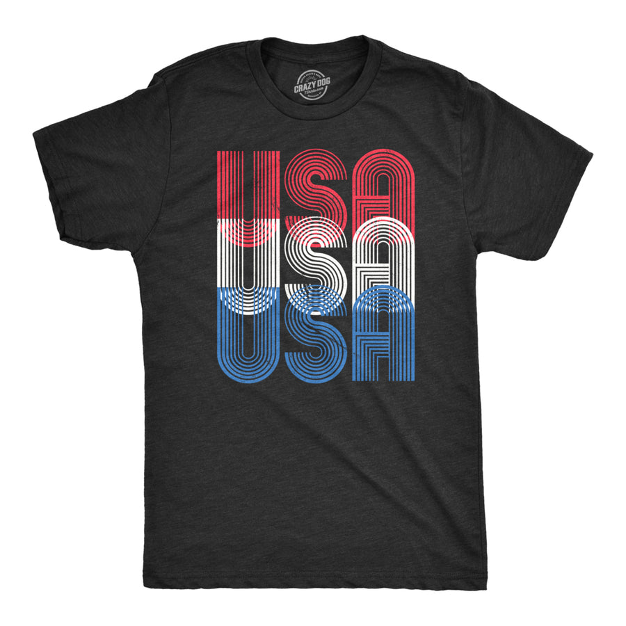 Mens USA USA USA Funny T shirts Red White Blue Retro Designs Cool Graphic T shirt Image 1