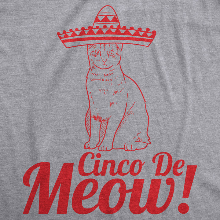 Mens Cinco De Meow Funny Sarcastic Cat Mexican Sombrero T shirt Image 2