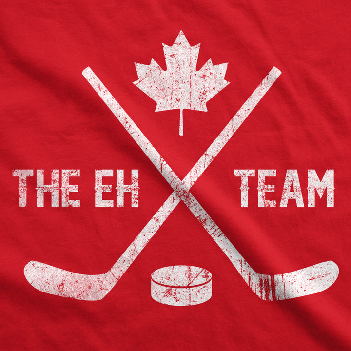 Mens The Eh Team Canadian Hockey Sticks Funny Canada Gift Cool Graphic Tee Image 2