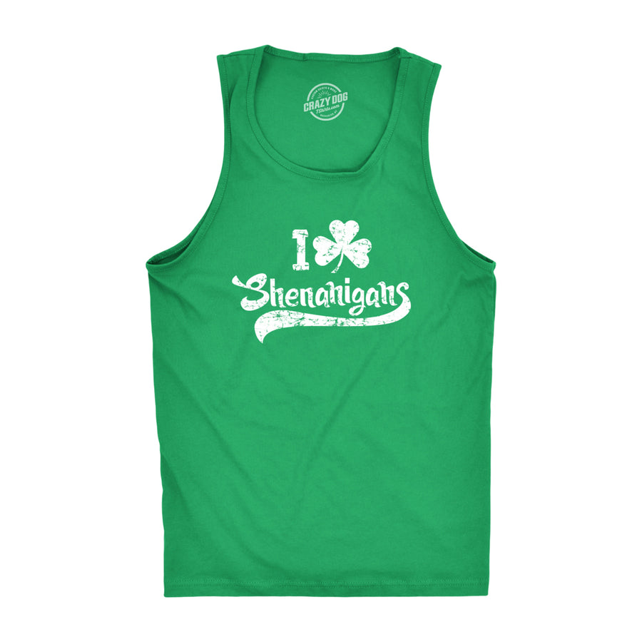 I Clover Shenanigans Tank Top Funny Shirt for Saint Patricks Day St Patty Outfit Image 1