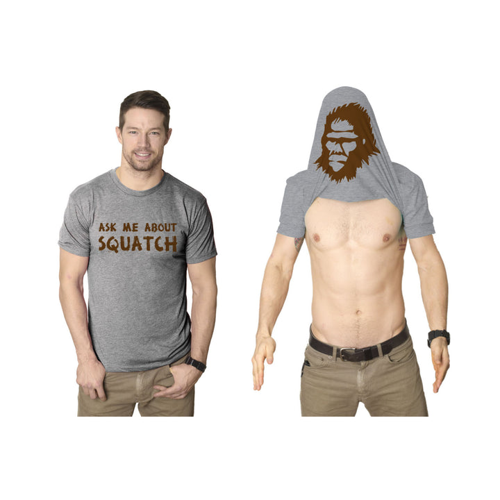 Ask Me About My Bigfoot T Shirt Funny Graphic Sasquatch Flip Shirts Yeti Humor Image 1