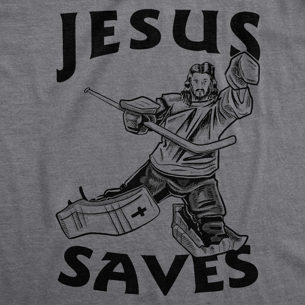 Jesus Saves Hockey Goal T Shirt Funny Religious Christian Faith Hilarious Tee Image 2