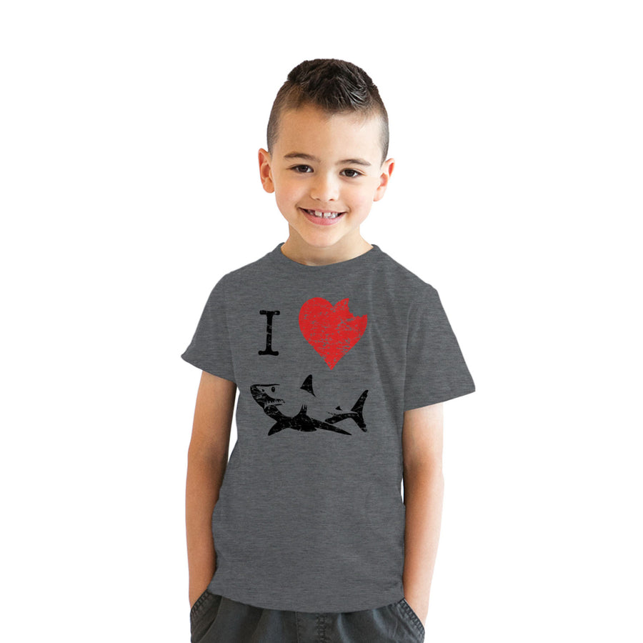 Kids I Love Sharks T Shirt Classic Youth Shark Bite Shirt Shark Tee Image 1