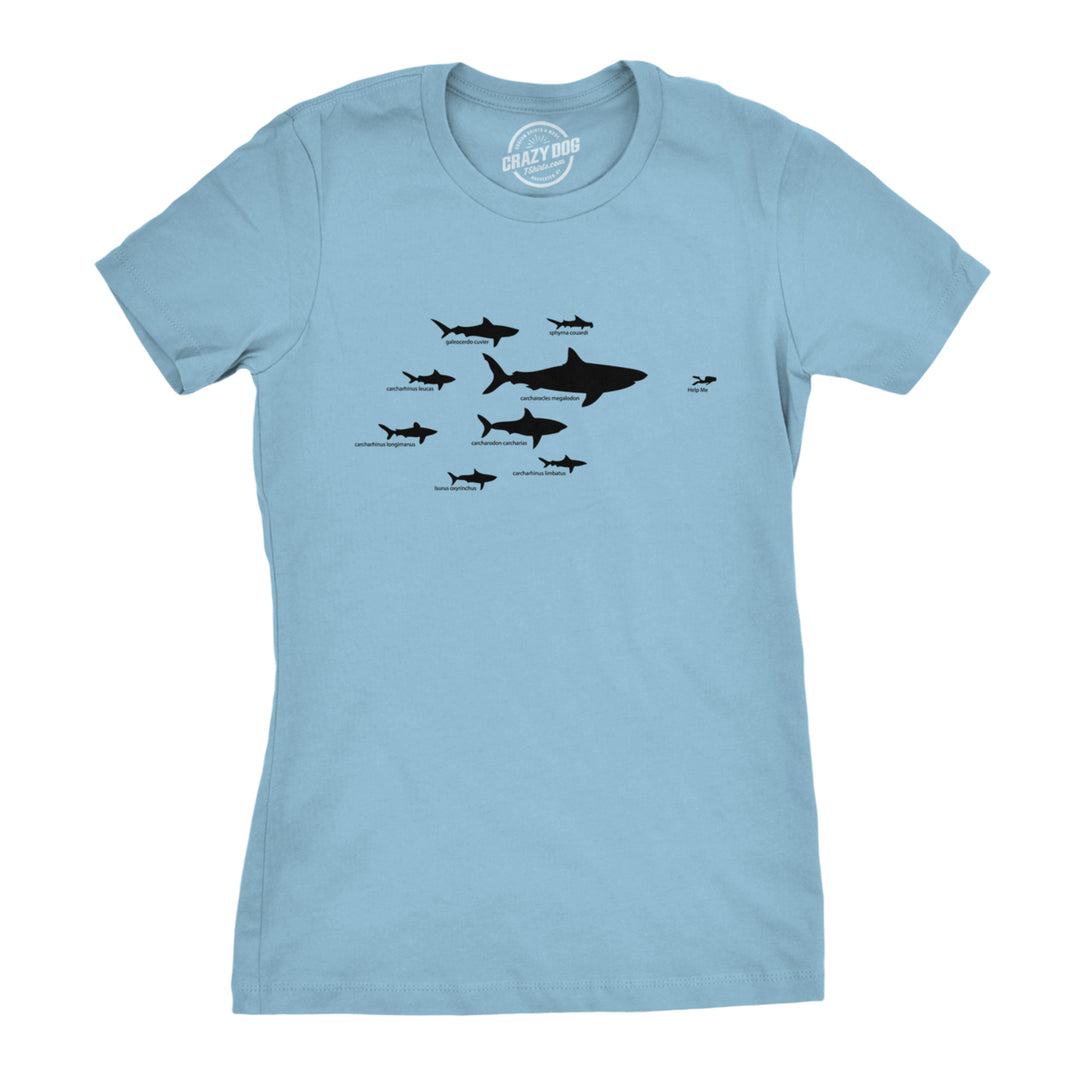 Womens Shark Hierarchy Chart T Shirt Funny Science Ocean Tee For Guys Image 1