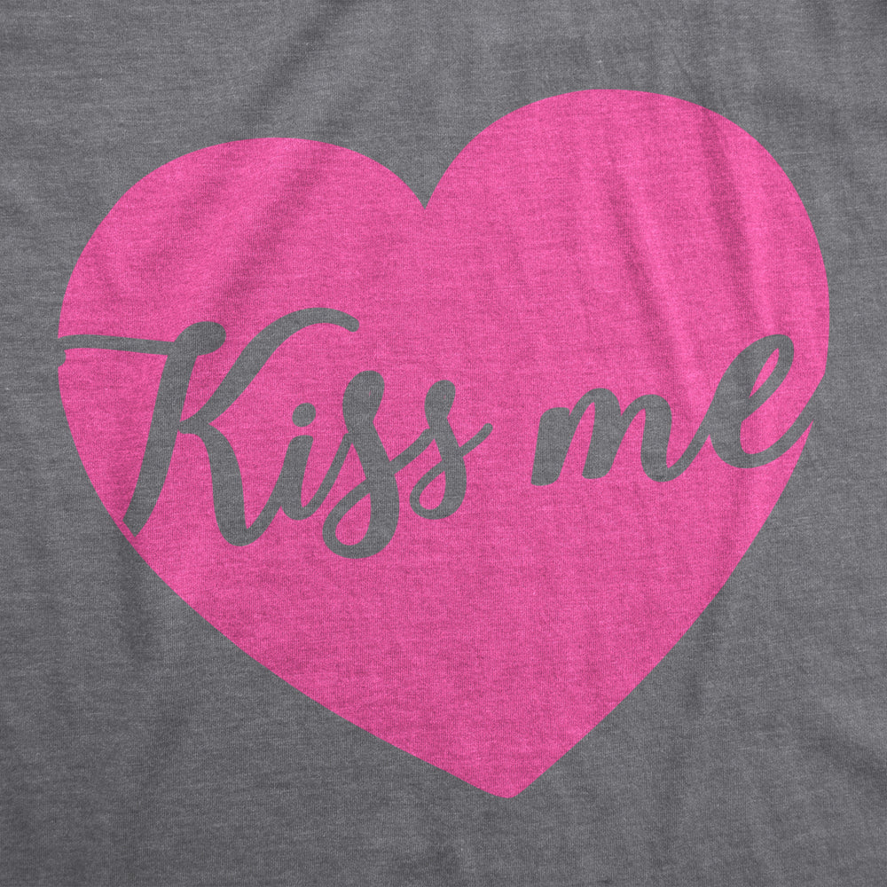 Womens Kiss Me Script Heart Cute \Relationship Flirting T shirt for Ladies Image 2