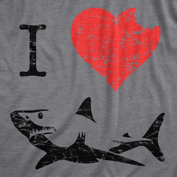 Womens I Love Sharks T Shirt Shark Bite Shirt Vintage Graphic Tee for Ladies Image 2