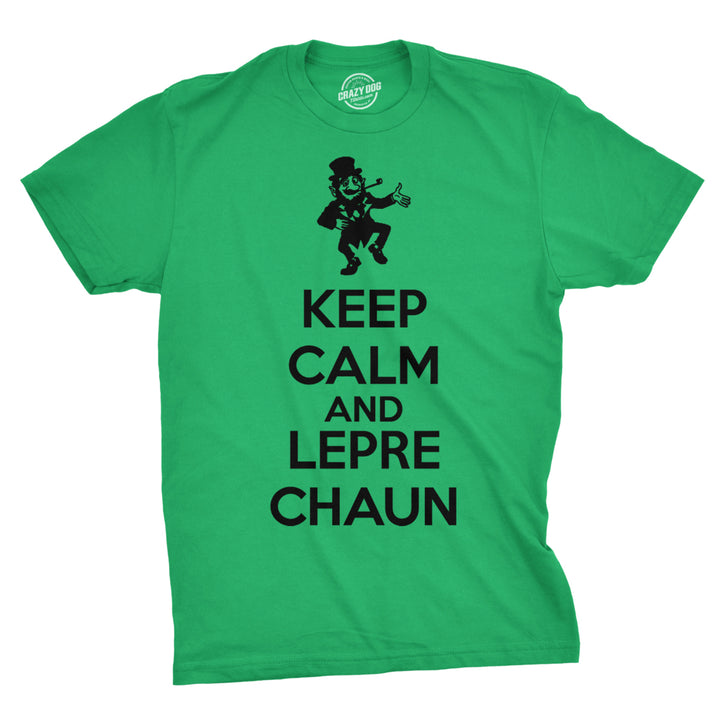Keep Calm And Leprechaun T Shirt Funny Saint Patricks Day Novelty Irish Tee Image 1