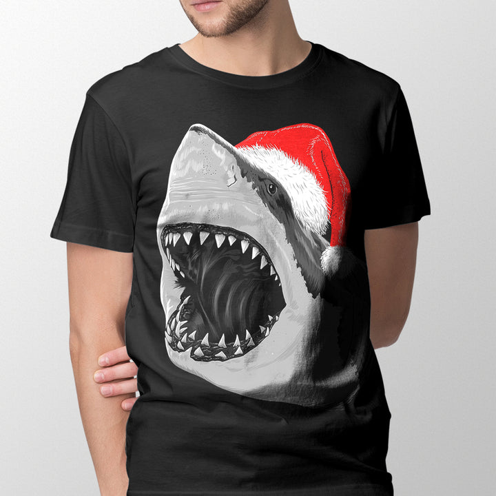 Mens Santa Jaws T Shirt Cool Christmas Gift Shark Funny Graphic Adult Humor Image 4