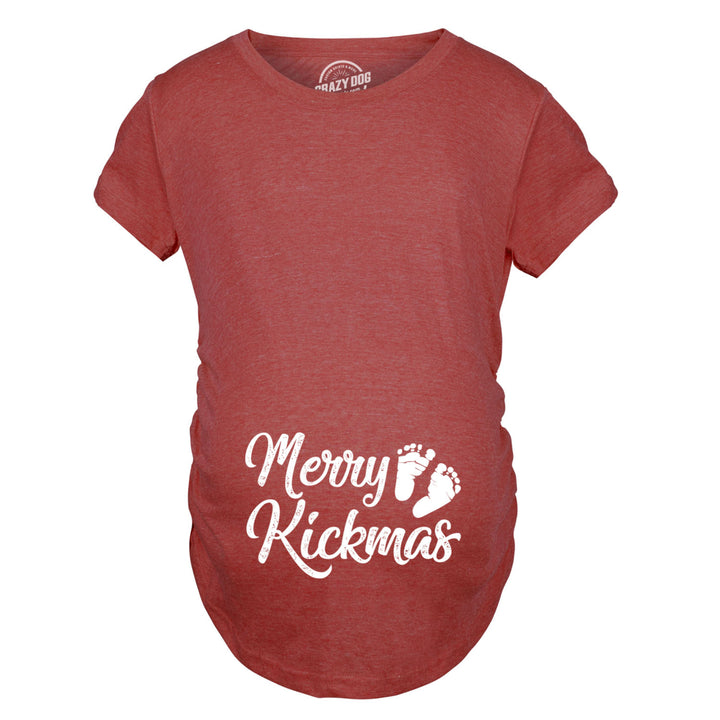 Maternity Merry Kickmas Pregnancy Tshirt Cute Christmas Tee Image 4