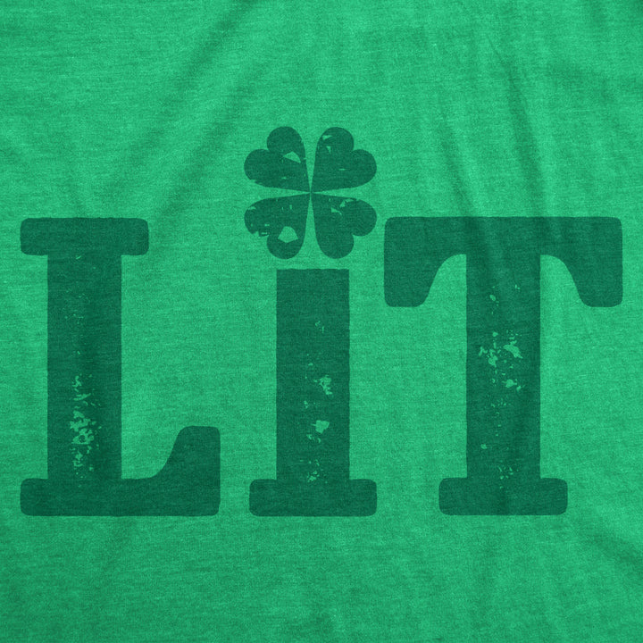 Mens Lit Shamrock T Shirt Funny Day Drinking Saint Patricks Day St Patty Tee Image 2