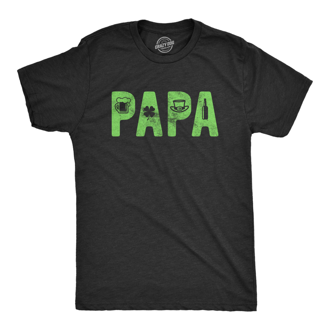 Mens Papa St. Patricks Day Tshirt Funny Paddys Day Parade Graphic Novelty Tee Image 1