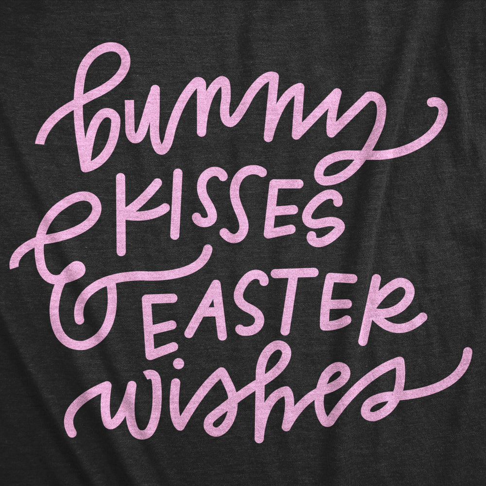 Womens Bunny Kisses And Easter Wishes Tshirt Funny Holiday Easter Sunday Cute Novelty Tee Image 2