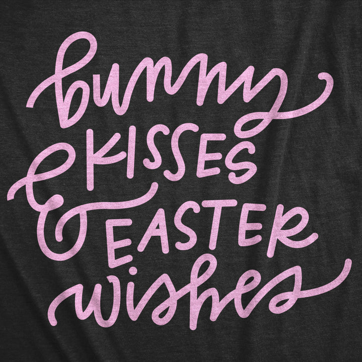 Womens Bunny Kisses And Easter Wishes Tshirt Funny Holiday Easter Sunday Cute Novelty Tee Image 2