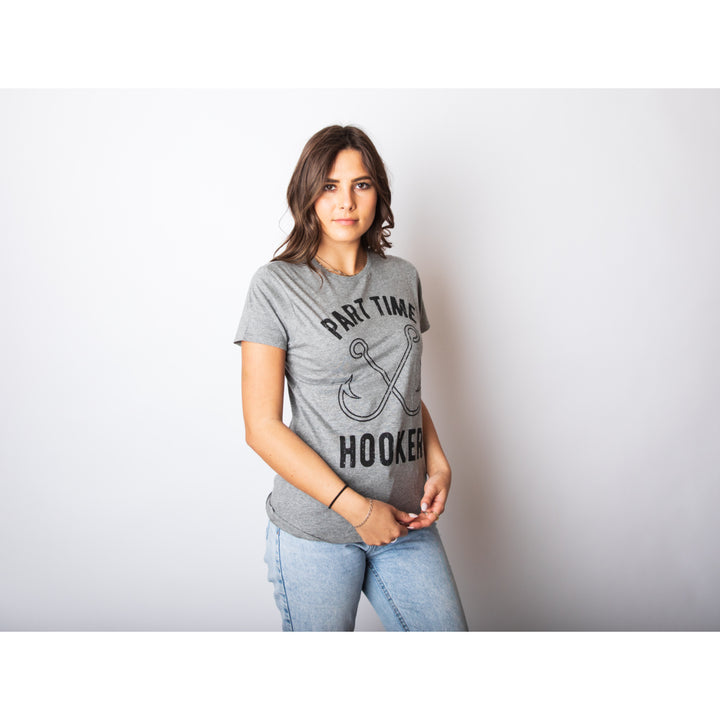 Womens Part Time Hooker Tshirt Funny Outdoor Fishing Tee For Ladies Image 2