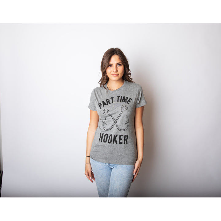 Womens Part Time Hooker Tshirt Funny Outdoor Fishing Tee For Ladies Image 4