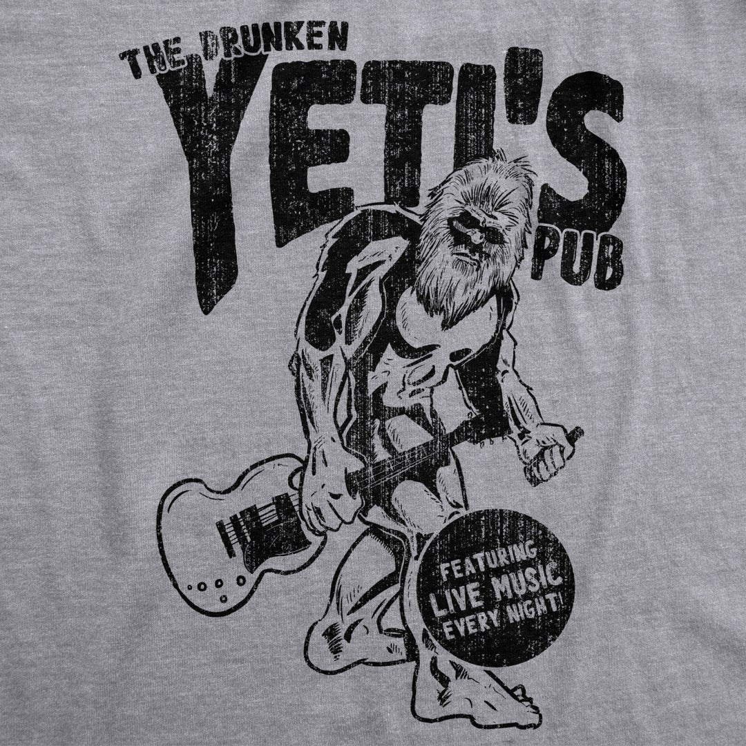 Drunken Yeti Pub T Shirt Funny Bigfoot Hilarious Sarcastic Drinking Tee for Guys Image 2