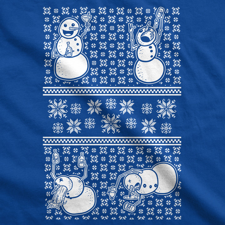 Mens Drunk Snowmen T shirt Ugly Christmas Sweater Holiday Sarcastic Gift Graphic Image 2